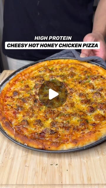 High Protein Cheesy Hot Honey Chicken Pizza