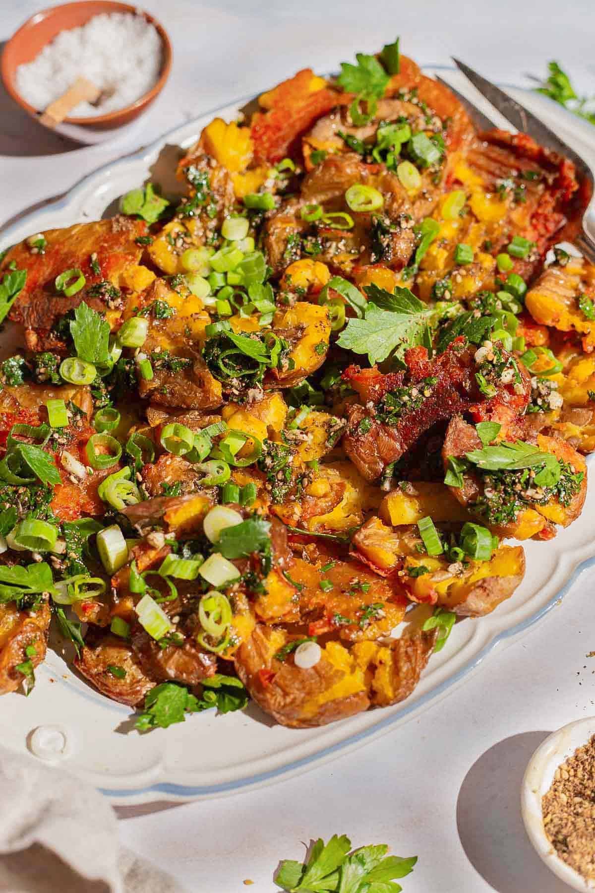Crispy Smashed Potatoes with Garlic and Za'atar