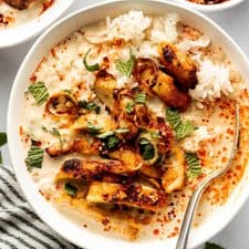 Lemongrass Broth Bowls with Yellow Curry Chicken