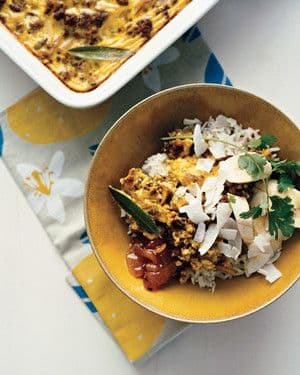 Mild Curried Lamb Casserole with Almonds
