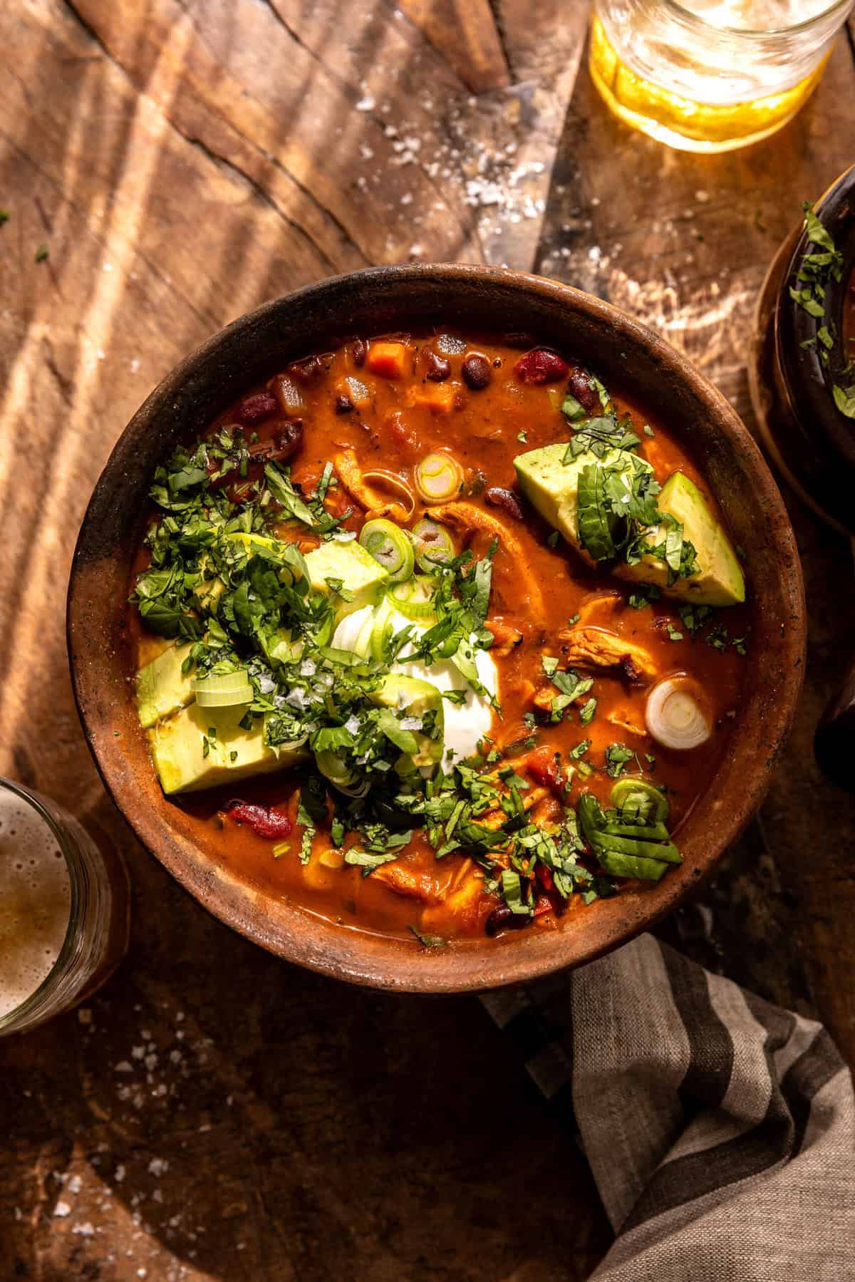 Healthy Cheddar Chicken Chili