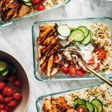 Buffalo Chicken Bowls with Cauliflower Garlic Rice
