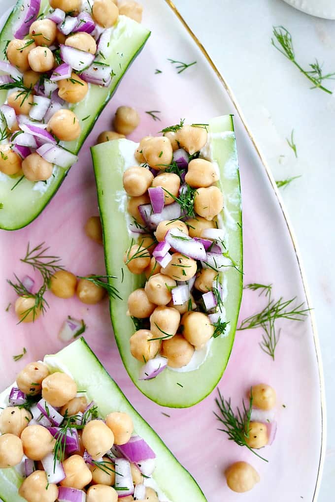 Chickpea Salad Cucumber Boats