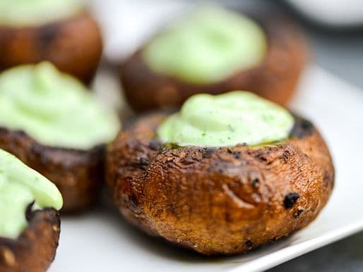 Grilled Cremini Mushrooms Stuffed With Basil and Parmesan Mayo Recipe