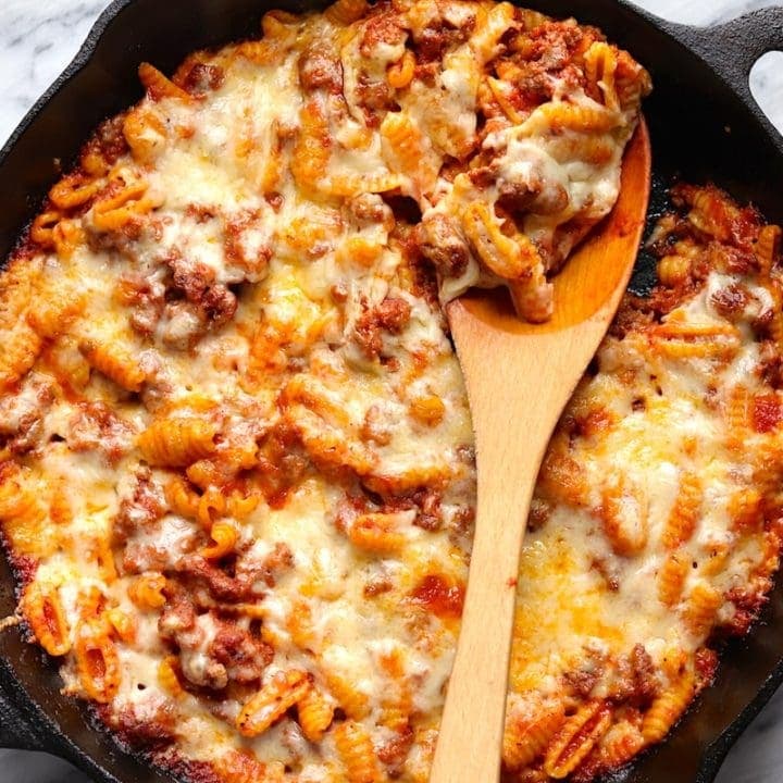Cheesy Ground Beef Skillet Pasta Recipe