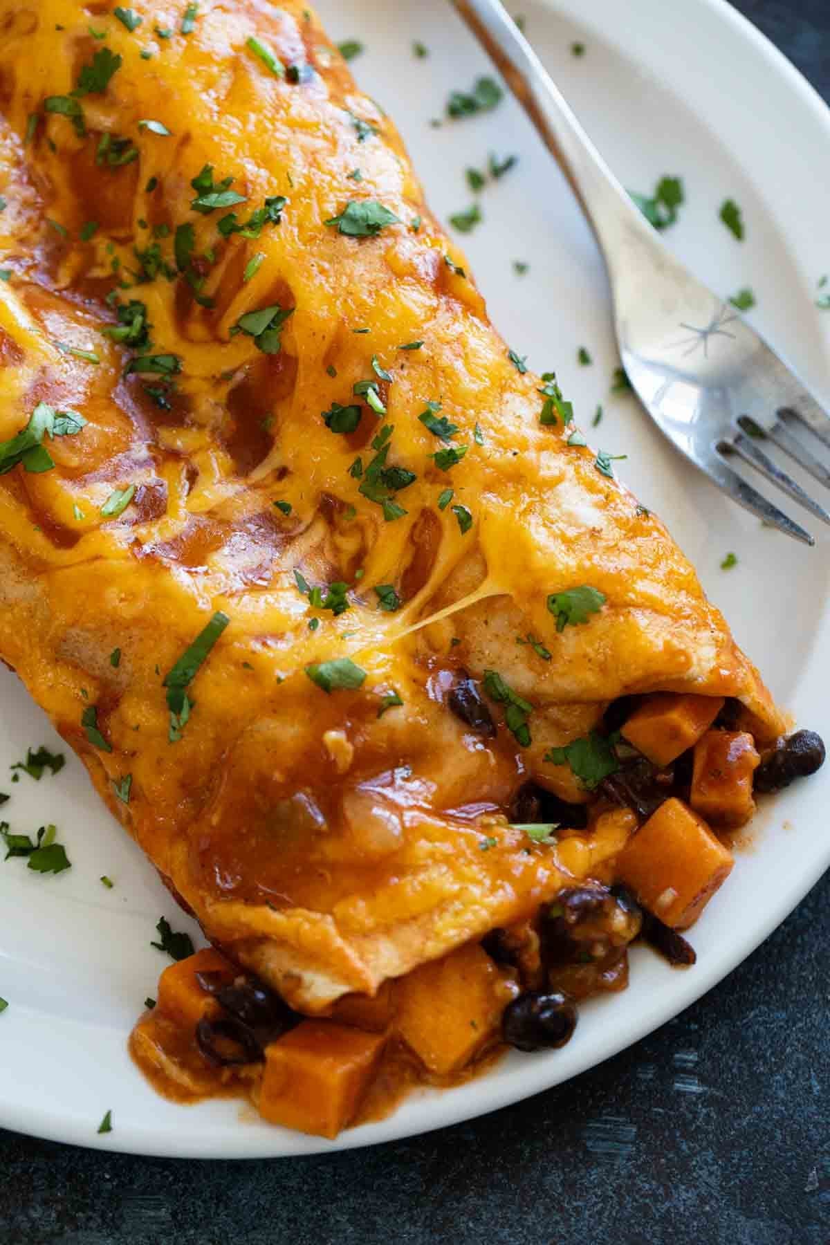 Sweet Potato and Black Bean Enchiladas