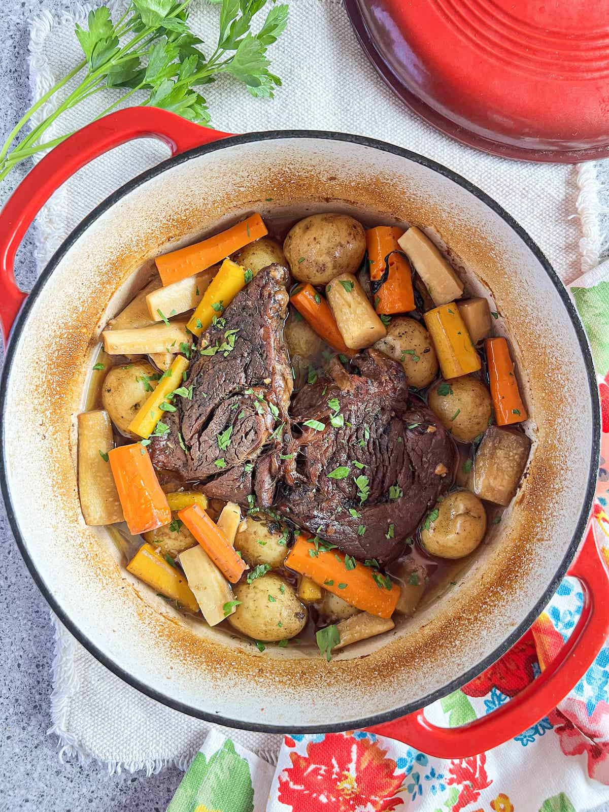 Old Fashioned Dutch Oven Pot Roast With Potatoes