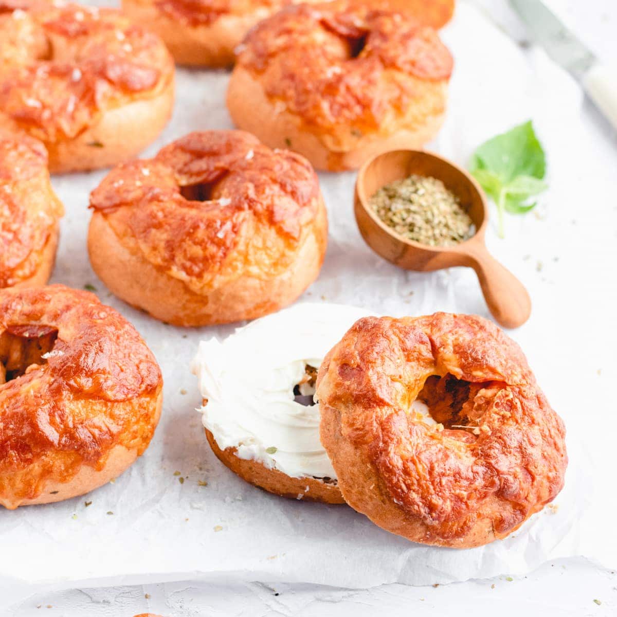 Tomato Basil Pepperoni Bagels