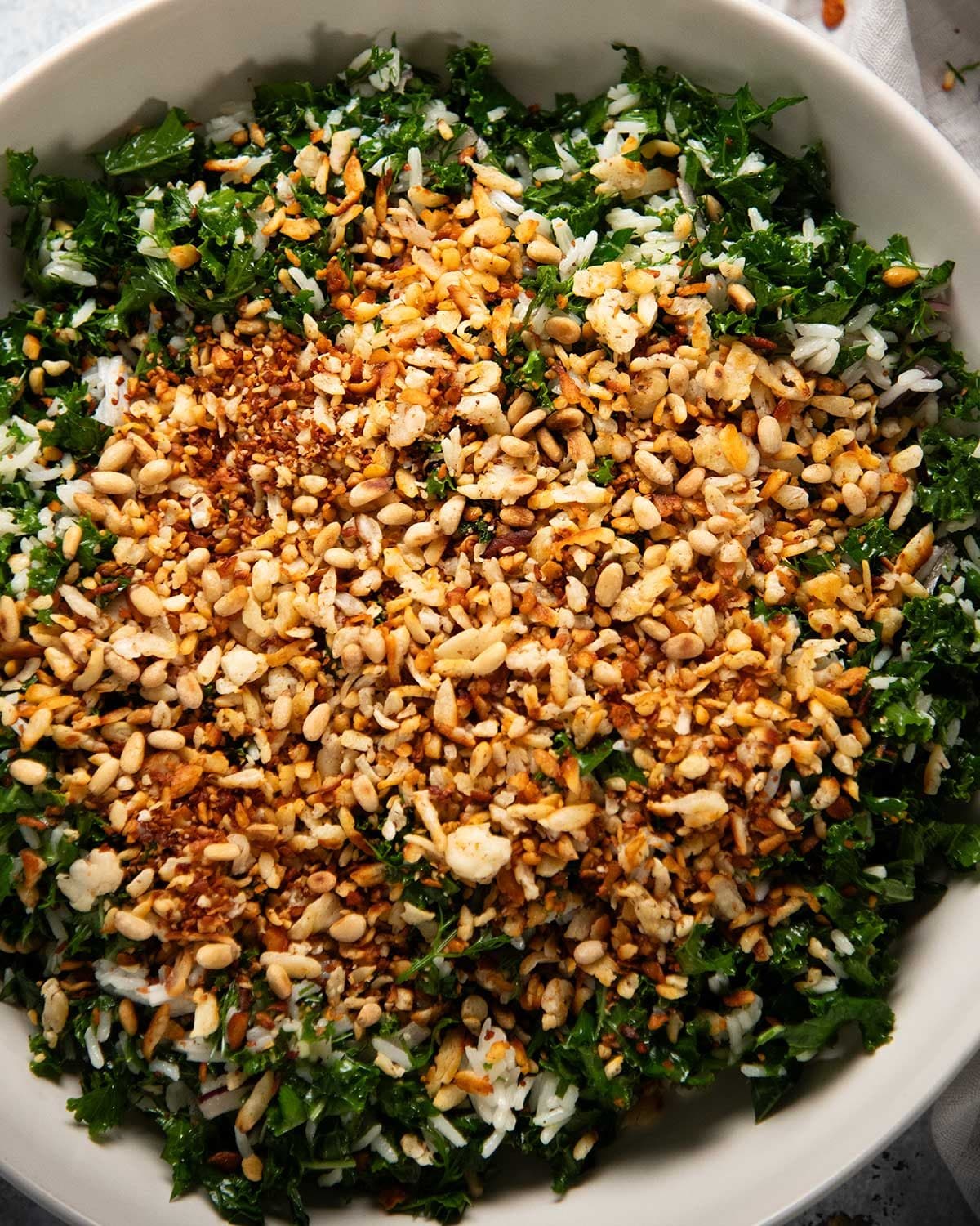Crispy Shredded Halloumi Salad (with kale)