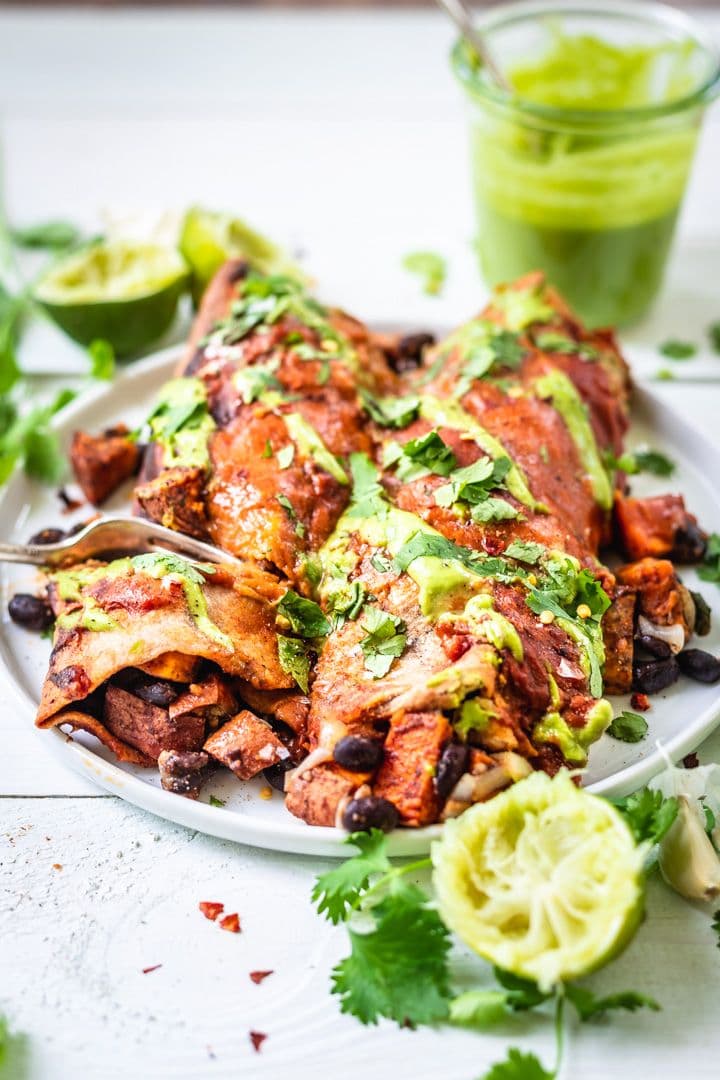 60-Minute Vegan Sweet Potato and Black Bean Enchiladas