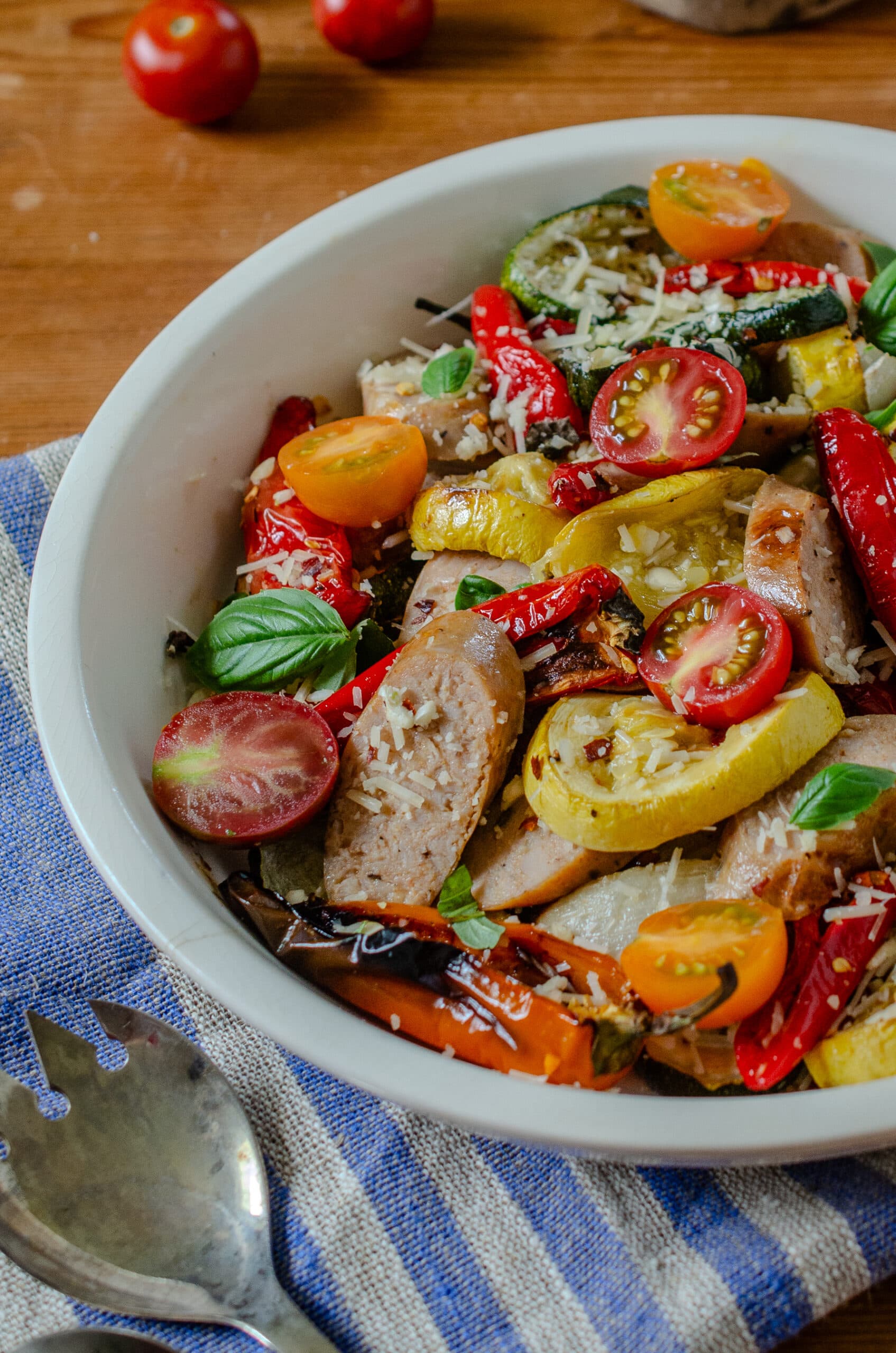Sheet Pan Sausage and Summer Vegetables