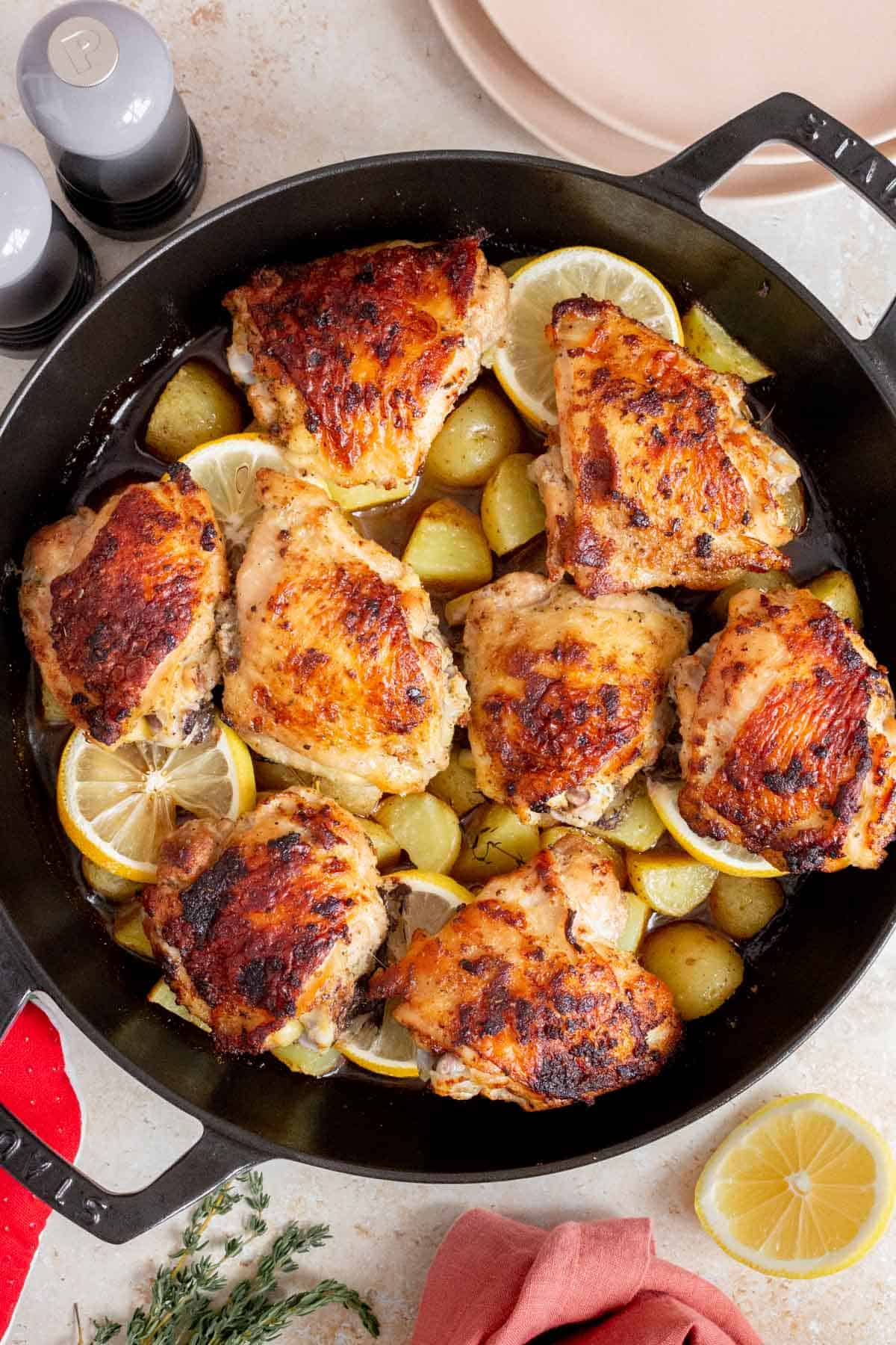 Cast Iron Chicken Thighs and Potatoes Recipe