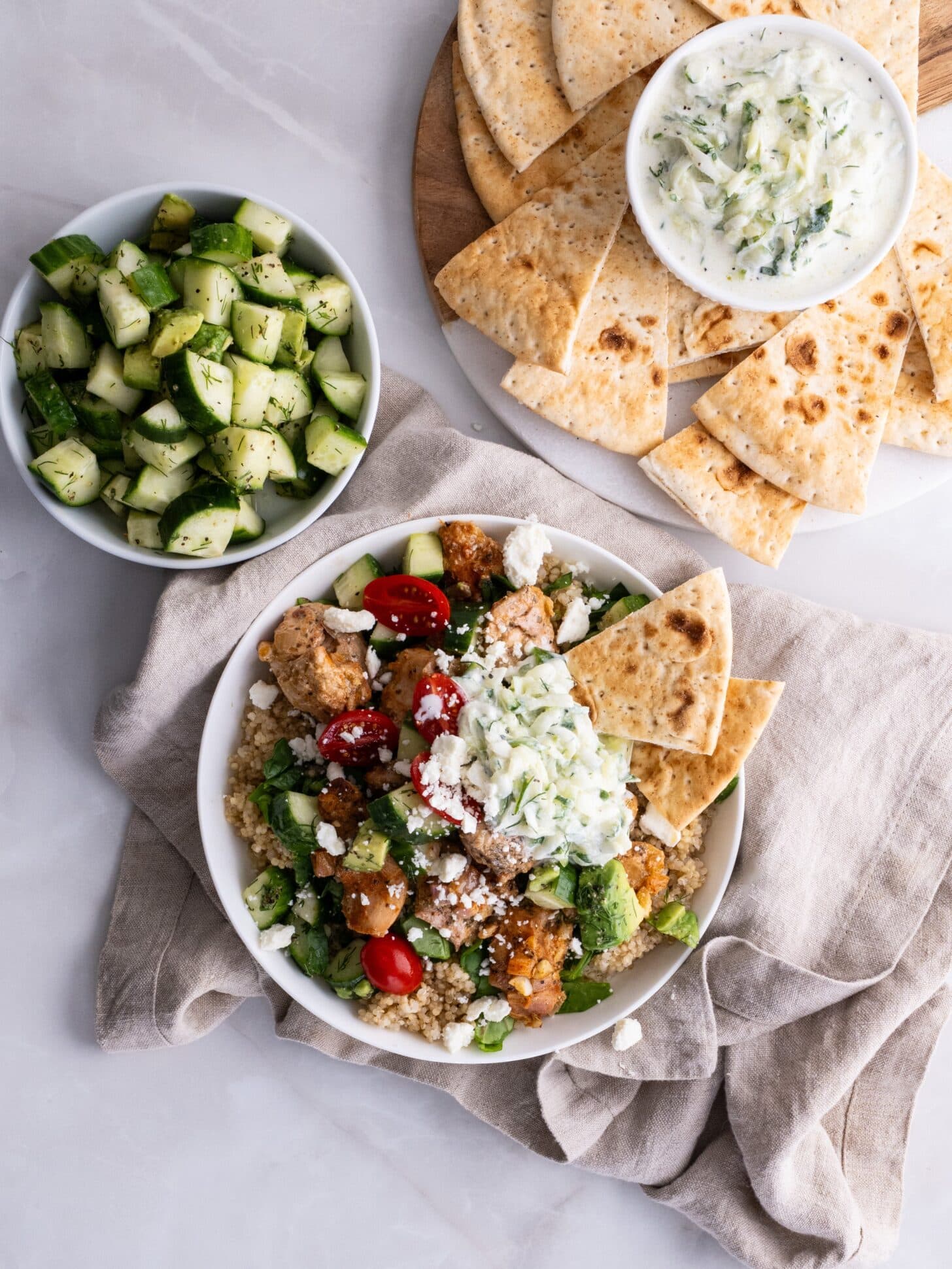 Greek Chicken Bowls with Tzatziki Sauce