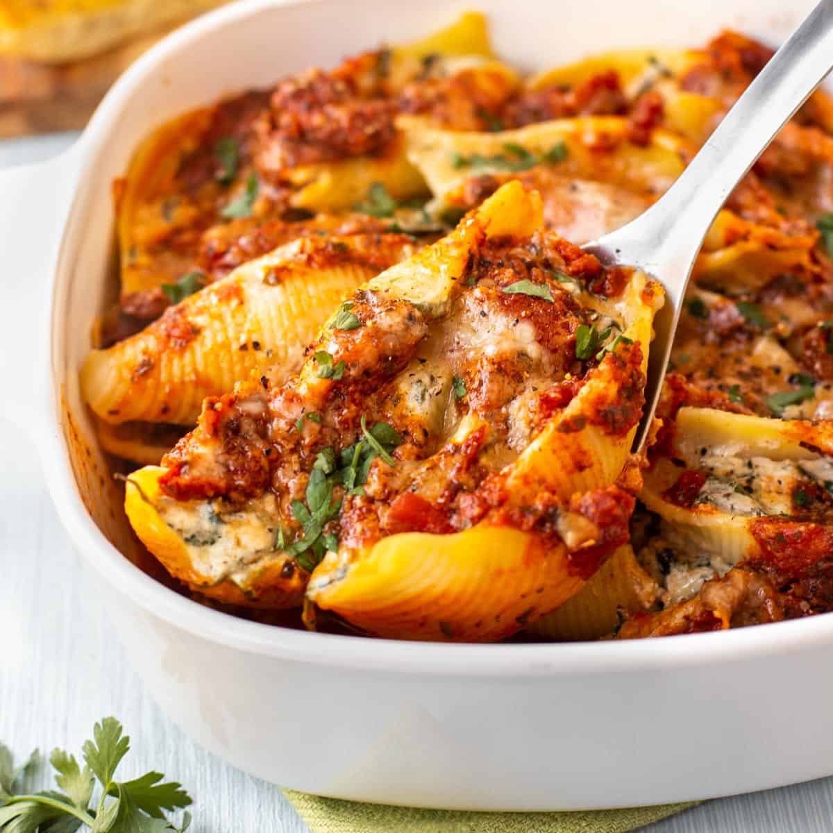 Spinach and Ricotta Stuffed Pasta Shells