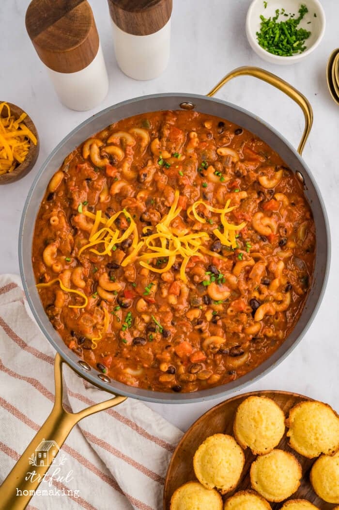 One Pot Chili Mac and Cheese