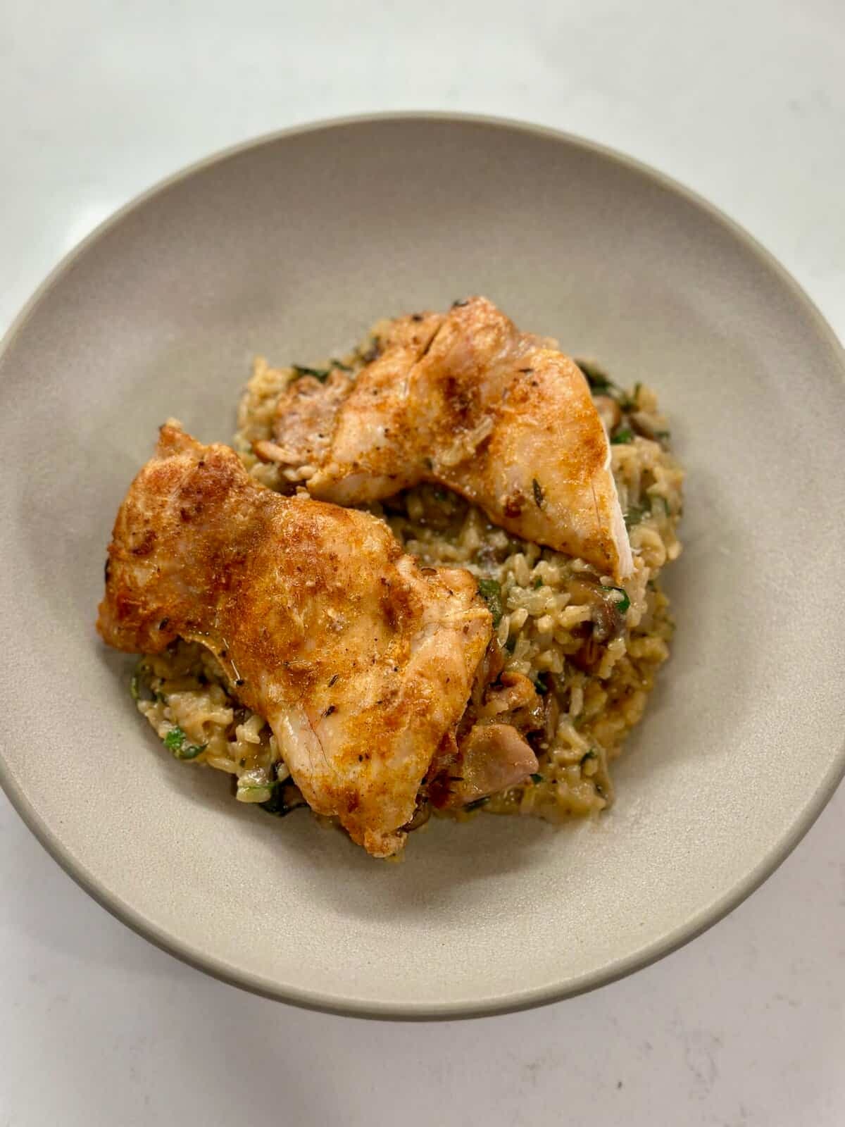 One Pot Creamy Chicken and Mushroom Rice