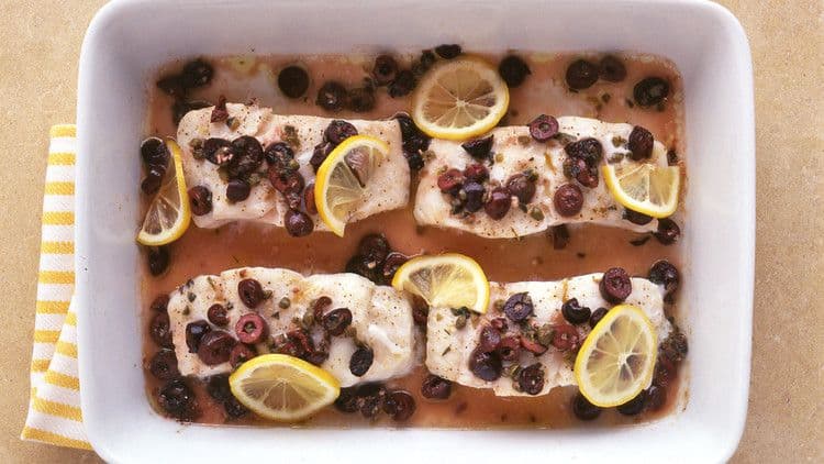 Baked Cod with Olives
